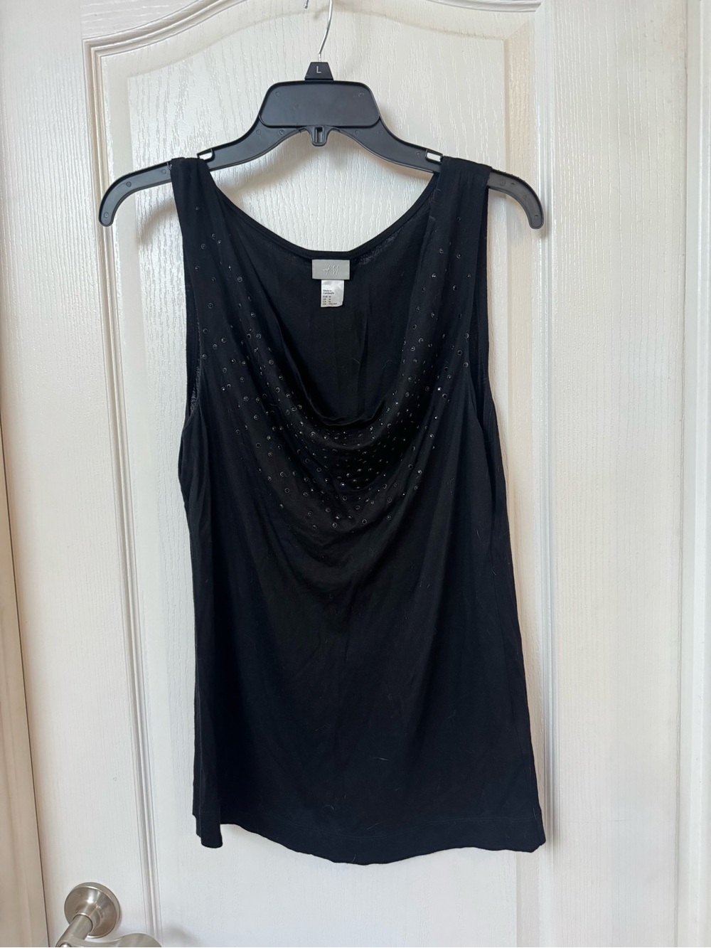 H&M Black Sleeveless Cowl Neck Camisole with Stud Accents